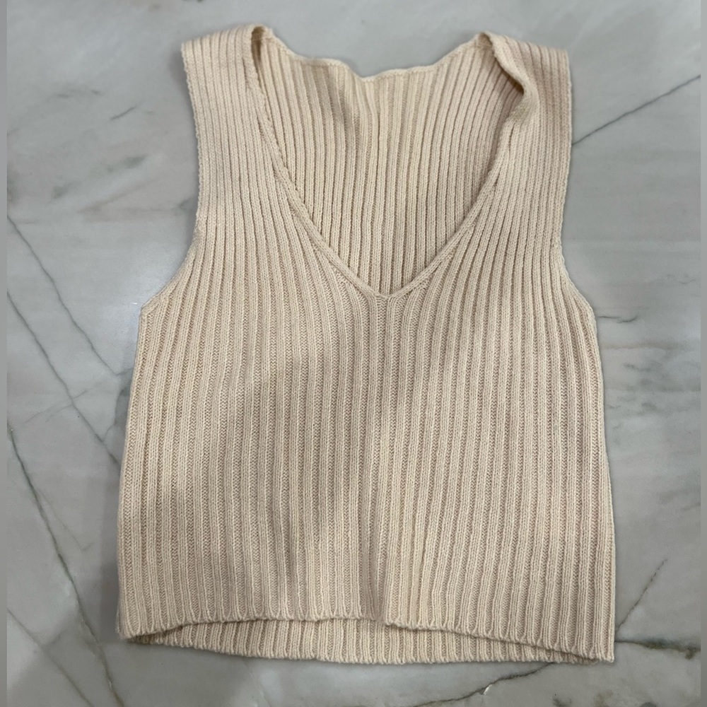 Sweater ribbed cropped tank top sz M